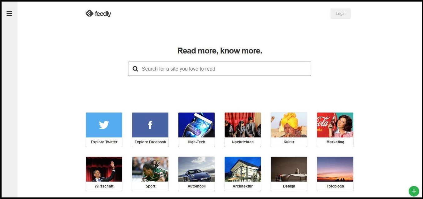 Feedly Startseite