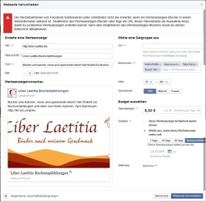 Facebook-Werbeanzeige zum Webseite hervorheben
