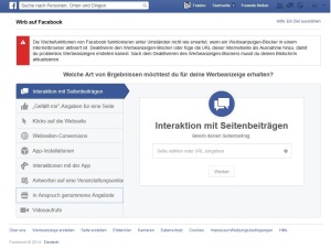 Facebook-Werbeanzeige: Das Ads Create Tool