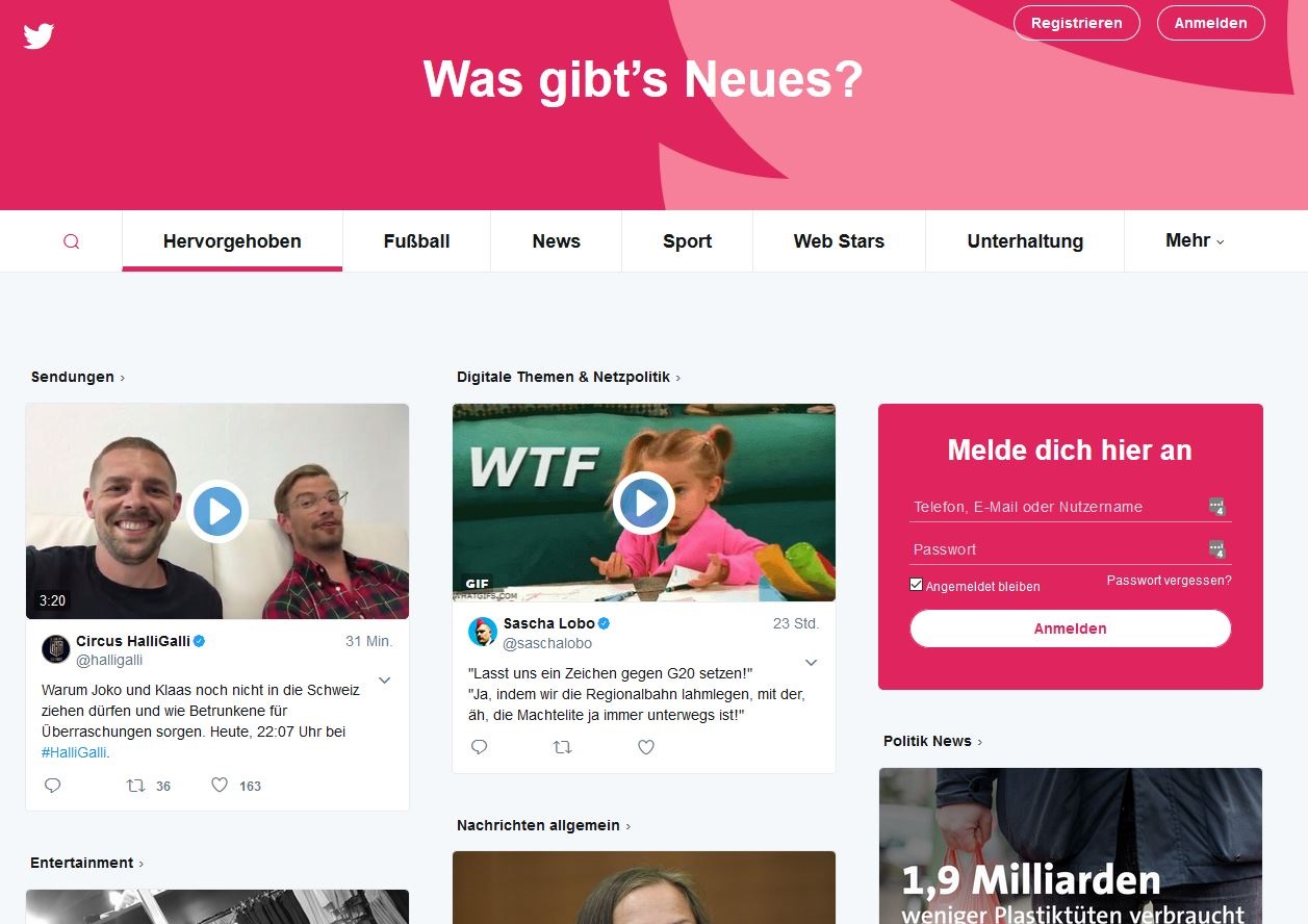 Twitter-Account einrichten_ Auf der Startseite anmelden