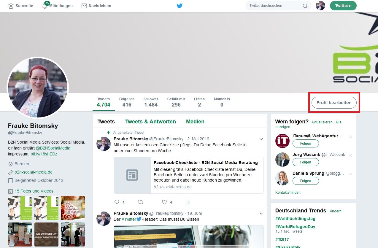 Twitter-Account einrichten_Profil bearbeiten