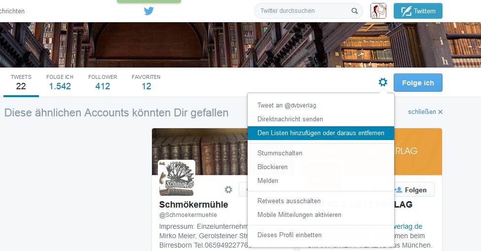 Nutzer zu Twitter-Listen hinzufügen