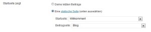 Wordpress Start- Blogseite